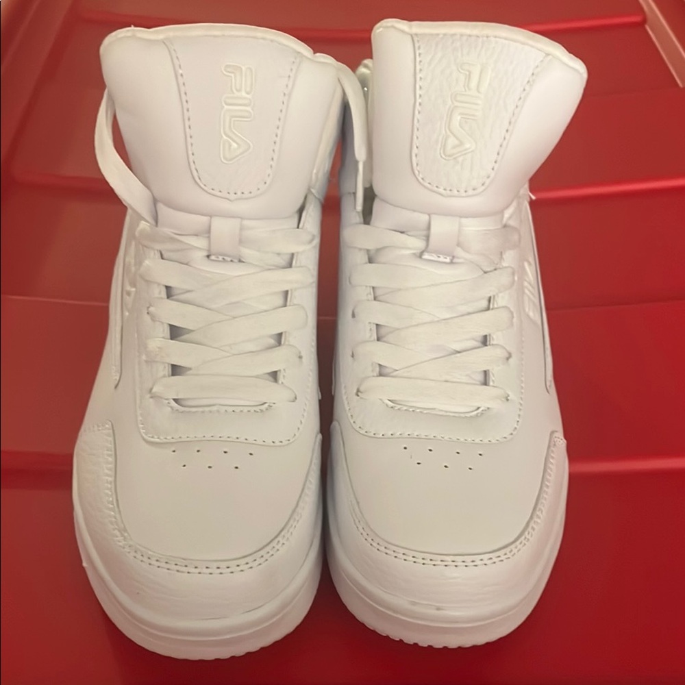 Fila White Sneakers High-Top with Textured Leather